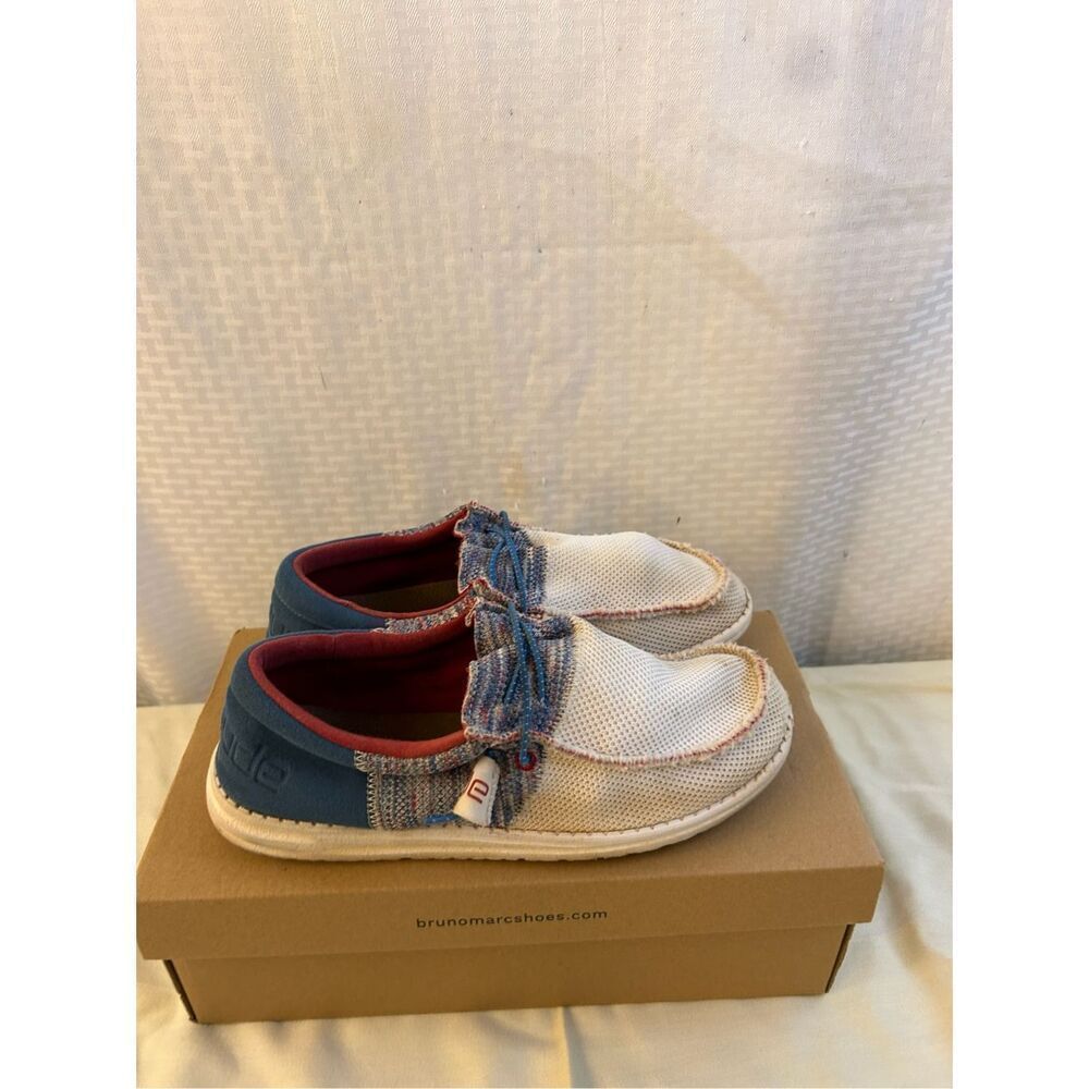 Hey‎ Dudes Wally Sox Funk Blue Red Mens 9 (toe discoloration)